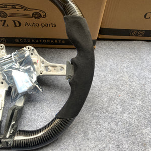 CZD Autoparts for BMW M5 F10 M6 F12 F13 carbon fiber steering wheel black alcantara sides and LED