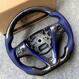 czd auto parts carbon fiber steering wheel for Acura TLX 2015-2021 with blue leather and white stitch