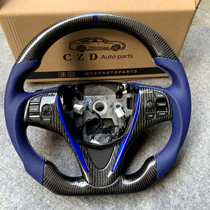 czd auto parts carbon fiber steering wheel for Acura TLX 2015-2021 with blue leather and white stitch