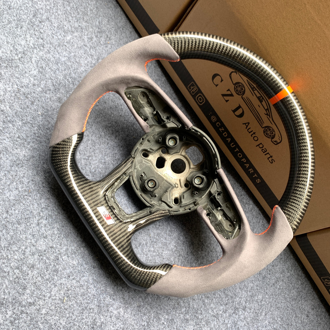 CZD auto parts carbon fiber steering wheel for Audi A3 (8V) with grey alcantara