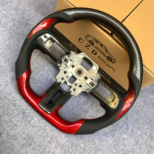 czd auto parts carbon fiber steering wheel for Ford Mustang 2015-2017 with gloss red carbon fiber on bottom