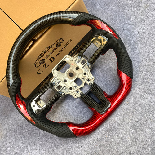 czd auto parts carbon fiber steering wheel for Ford Mustang/Ford SHELBY GT350 with red carbon fiber thumbgrips