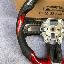 Load image into Gallery viewer, czd auto parts carbon fiber steering wheel for Ford Mustang/Ford SHELBY GT350 with red carbon fiber thumbgrips