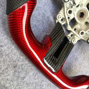 czd auto parts carbon fiber steering wheel for Ford Mustang 2015-2017 with gloss red carbon fiber on bottom