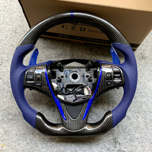 czd auto parts carbon fiber steering wheel for Acura TLX 2015-2021 with blue paddle shifters