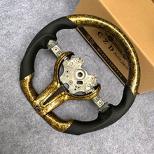 Load image into Gallery viewer, CZD Autoparts for BMW M5 F10 M6 F12 F13 carbon fiber steering wheel gloss forged carbon fiber with golden powder top and bottom