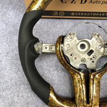 Load image into Gallery viewer, CZD Autoparts for BMW M5 F10 M6 F12 F13 carbon fiber steering wheel gloss forged carbon fiber with golden powder top and bottom