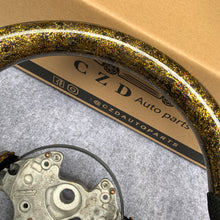 Load image into Gallery viewer, CZD Autoparts for BMW M5 F10 M6 F12 F13 carbon fiber steering wheel gloss forged carbon fiber with golden powder top and bottom