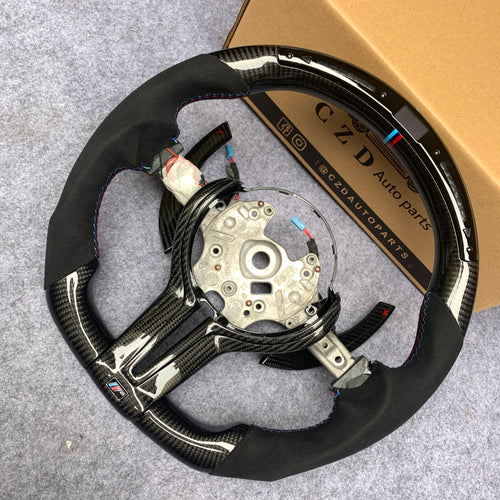 CZD Autoparts for BMW M5 F10 M6 F06 F12 F13 X5M F85 X6M F86 carbon fiber steering wheel with LED