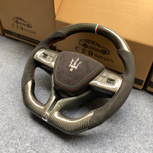 Load image into Gallery viewer, CZD auto parts carbon fiber steering wheel for Maserati Quattroporte GTS 2013-2019 with black alcantara and red stitching