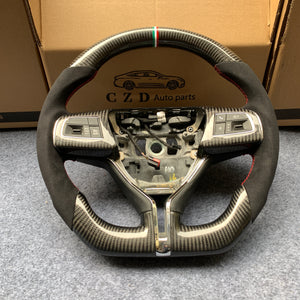 CZD Autoparts For Maserati Quattroporte GTS 2013-2019 carbon fiber steering wheel gloss finish with Italian stitching
