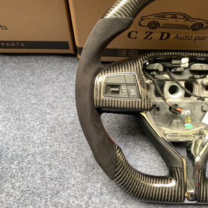 CZD Autoparts For MASERATI GHIBLI M157 2014-2019 carbon fiber steering wheel gloss finish with perforated leather