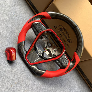 CZD Autoparts for Toyota 8th gen Camry se xse le xle 2018-2022 carbon fiber steering wheel  6mm black stripe line at top
