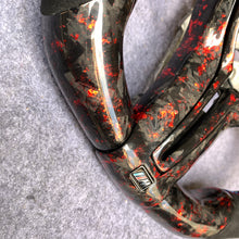 Load image into Gallery viewer, CZD Autoparts for BMW M1 M2 M3 M4 F80 F82 F83 carbon fiber steering wheel gloss forged carbon fiber with red flakes top and bottom