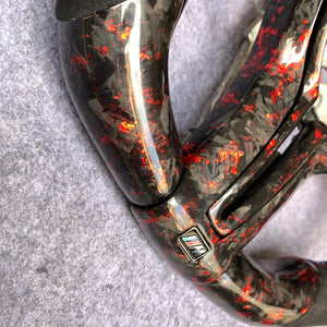 CZD Autoparts for BMW M1 M2 M3 M4 F80 F82 F83 carbon fiber steering wheel gloss forged carbon fiber with red flakes top and bottom