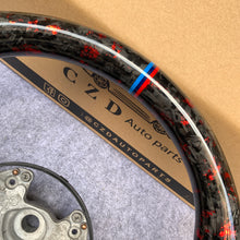 Load image into Gallery viewer, CZD Autoparts for BMW M1 M2 M3 M4 F80 F82 F83 carbon fiber steering wheel gloss forged carbon fiber with red flakes top and bottom