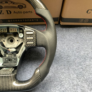 czd auto parts carbon fiber steering wheel for Infiniti G35 with red stitch
