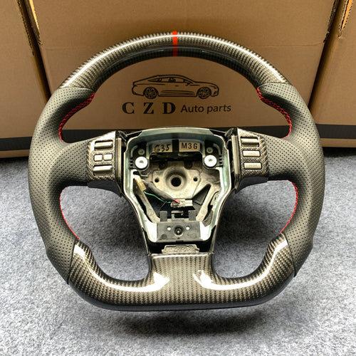 czd auto parts carbon fiber steering wheel for Infiniti G35 with red stitch
