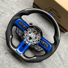 Load image into Gallery viewer, czd auto parts carbon fiber steering wheel for Ford Mustang/Ford SHELBY GT350 with blue carbon fiber trim