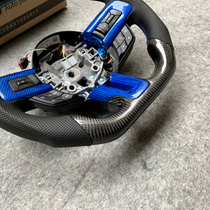 czd auto parts carbon fiber steering wheel for Ford Mustang 2015-2017 with blue carbon fiber trim