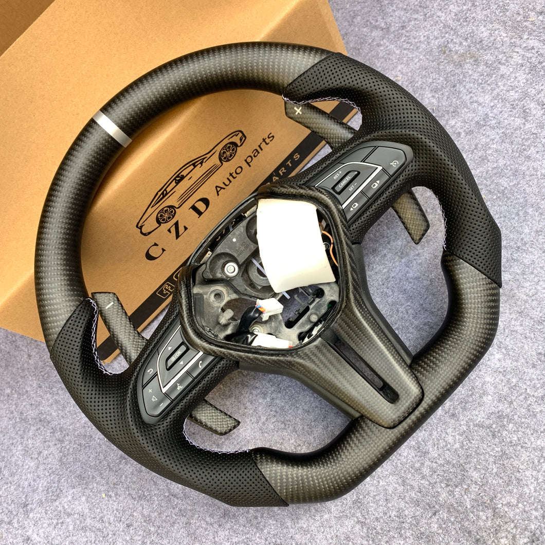 CZD autoparts for Infiniti Q50 2018-2019 carbon fiber steering wheel with black paddle shifter