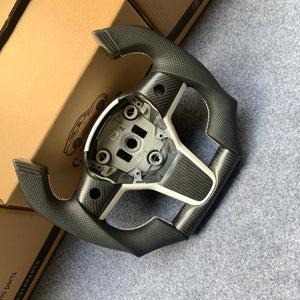 Tesla Model 3 2017/2018/2019/2020 carbon fiber steering wheel from CZD with white trim