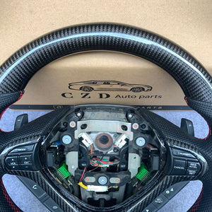 czd auto parts carbon fiber steering wheel for Acura TSX 2009-2014 with red stitch and black leather