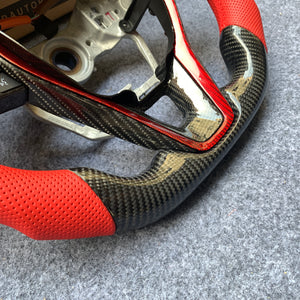 czd auto parts carbon fiber steering wheel for Toyota Corolla 2019-2020 with red perforated leather