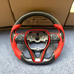 czd auto parts carbon fiber steering wheel for Toyota Corolla 2019-2020 with red perforated leather