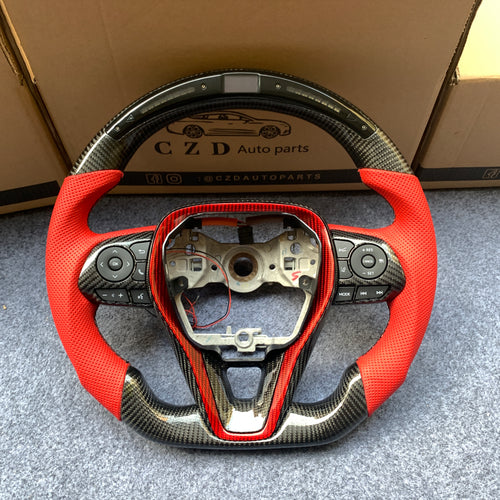 czd auto parts carbon fiber steering wheel for Toyota Corolla 2019-2020 with red leather