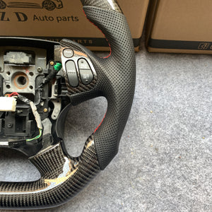 czd auto parts carbon fiber steering wheel for Acura TL with red stripe and stitch