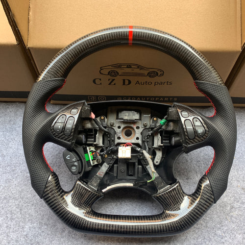 czd auto parts carbon fiber steering wheel for Acura TL with red stripe and stitch