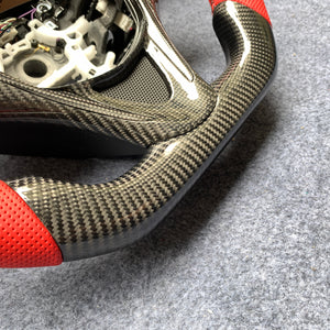 czd auto parts carbon fiber steering wheel for Acura TLX 2015-2021 with red perforated leather