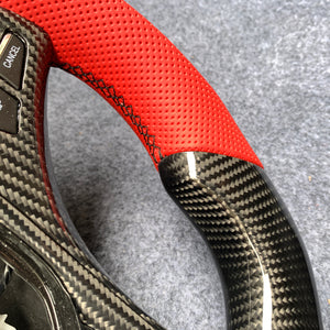 czd auto parts carbon fiber steering wheel for Acura TLX 2015-2021 with red perforated leather