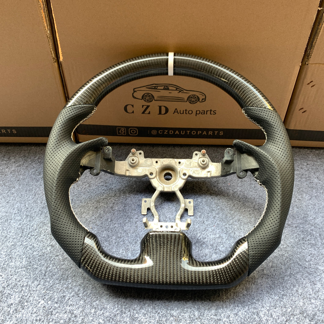 czd auto parts carbon fiber steering wheel for Infiniti G37 with white stripe and stitch