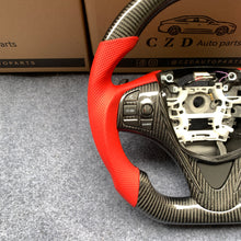 Load image into Gallery viewer, CZD auto parts for Acura 2015+ TLX carbon fiber steering wheel with red perforated leather side