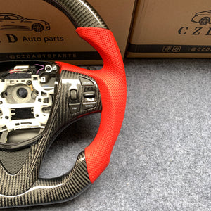 czd auto parts carbon fiber steering wheel for Acura TLX 2015-2021 with red perforated leather