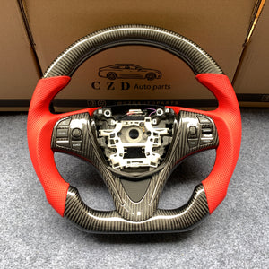 czd auto parts carbon fiber steering wheel for Acura TLX 2015-2021 with red perforated leather