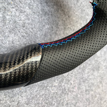 Load image into Gallery viewer, CZD Autoparts for BMW M1 M2 M3 M4 F80 F82 F83 carbon fiber steering wheel gloss black carbon fiber top and bottom with M-color stripe