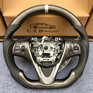 czd auto parts carbon fiber steering wheel for Acura TLX 2015-2021 with white stripe and stitch