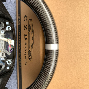czd auto parts carbon fiber steering wheel for Acura TLX 2015-2021 with white stripe and stitch