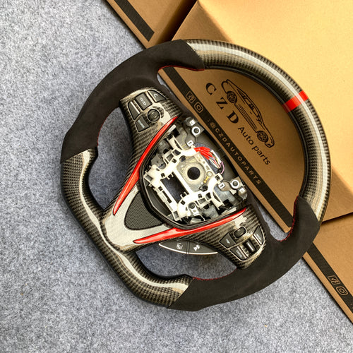 CZD autoparts for Acura 2015+ TLX carbon fiber steering wheel with gloss red and black carbon fiber trim