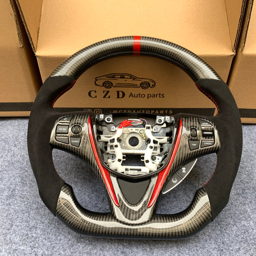 czd auto parts carbon fiber steering wheel for Acura TLX 2015-2021 with red stripe and trim