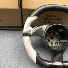 Load image into Gallery viewer, CZD auto parts for All Boxster models - 2013-2016 carbon fiber steering wheel with white perforated leather side