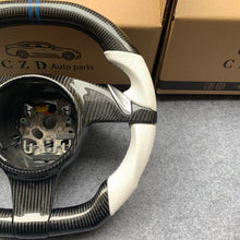 Load image into Gallery viewer, CZD auto parts for All Boxster models - 2013-2016 carbon fiber steering wheel with white perforated leather side