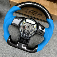 Load image into Gallery viewer, CZD auto parts for Z coupe carbon fiber steering wheel with blue perforated leather side