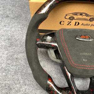 czd auto parts carbon fiber steering wheel for Ford Galaxy 2015-2020 with red flakes forged carbon fiber