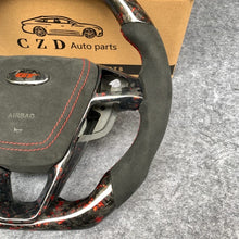 Load image into Gallery viewer, czd auto parts carbon fiber steering wheel for Ford Galaxy 2015-2020 with red flakes forged carbon fiber