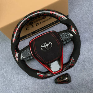 CZD Autoparts for Toyota 8th gen Camry se xse le xle 2018-2022 carbon fiber steering wheel forged carbon fiber top and bottom