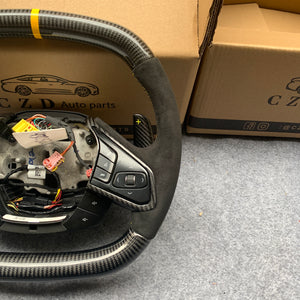CZD auto parts carbon fiber steering wheel for Chevrolet Corvette C8 2020+ with yellow signs paddle shifters